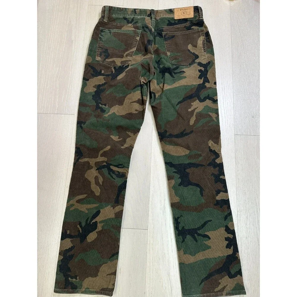 Ralph Lauren Camo Cords Classic Preppy Neutral Streetwear Straight Leg 32x32